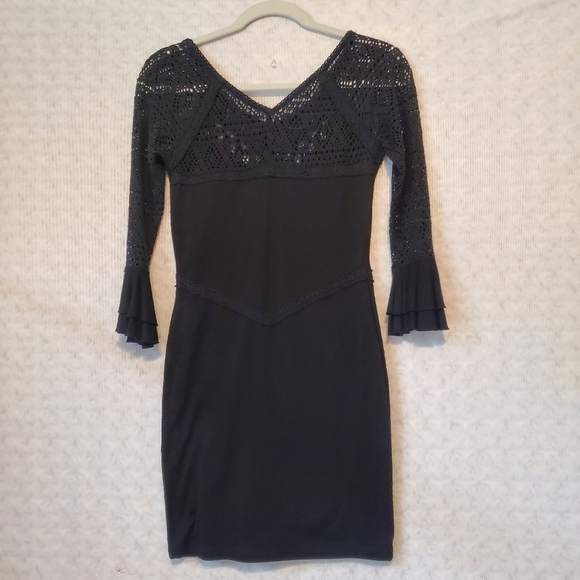 Free People Crochet Black Mini Dress XS - Picture 8 of 10